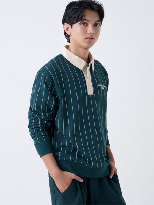 Studiofit Dark Green Relaxed-Fit Cotton-Blend T-Shirt