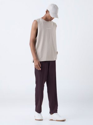 Studiofit Dark Brown Relaxed-Fit Mid-Rise Track Pants