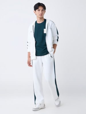 Studiofit Off-White Relaxed-Fit Mid-Rise Track Pants