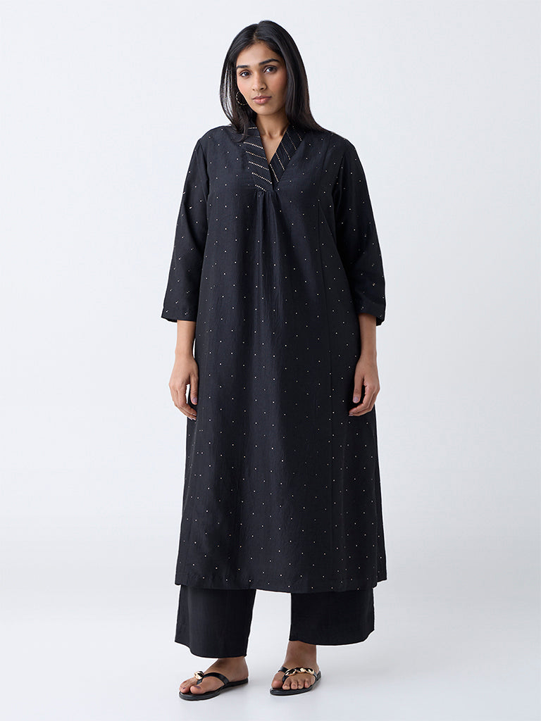 Diza Black Solid Pants - Image 2