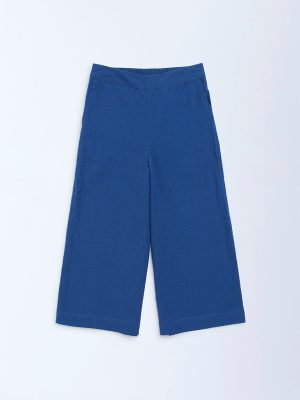 Utsa Kids Blue Solid Cotton Ethnic Pants - (2-8yrs)