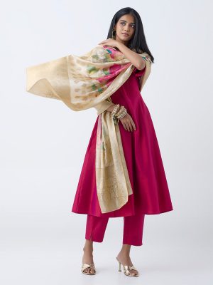 Vark Magenta Solid Anarkali Ethnic Set
