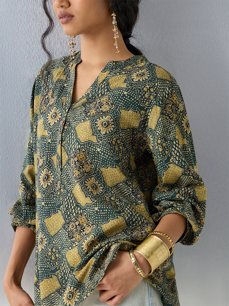 Utsa Green Printed Tunic - Image 3