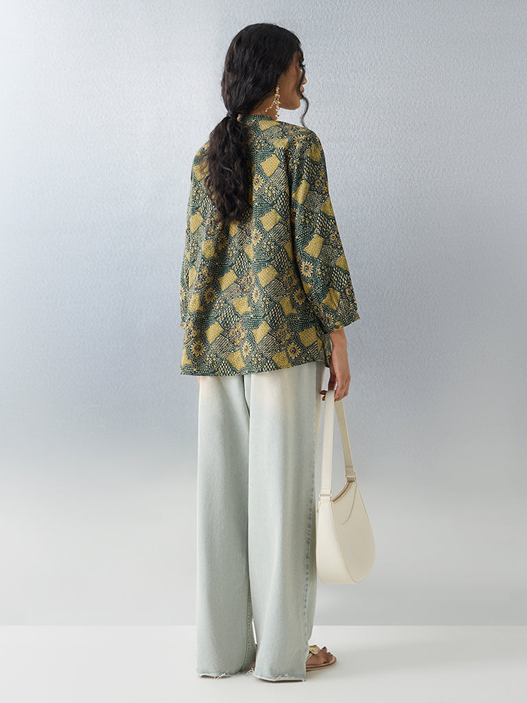 Utsa Green Printed Tunic - Image 4