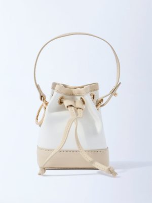 Westside Accessories White and Beige Bucket Bag Charm