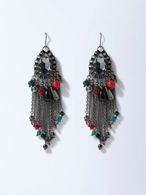 Westside Accessories Silver Antique Multichain Earrings