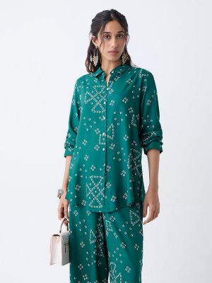 Utsa Green Bandhani Printed Tunic