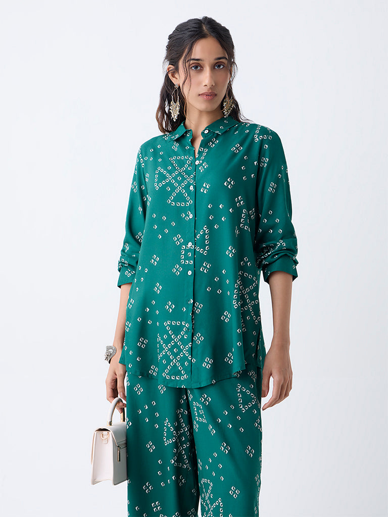 Utsa Green Bandhani Printed Tunic