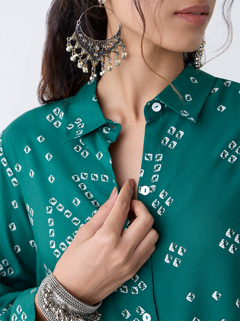 Utsa Green Bandhani Printed Tunic - Image 3
