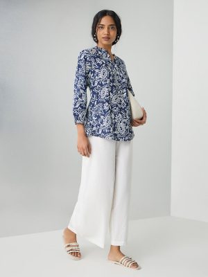 Utsa Indigo Paisley Printed Tunic