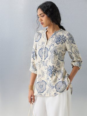 Utsa Off-White Printed Tunic