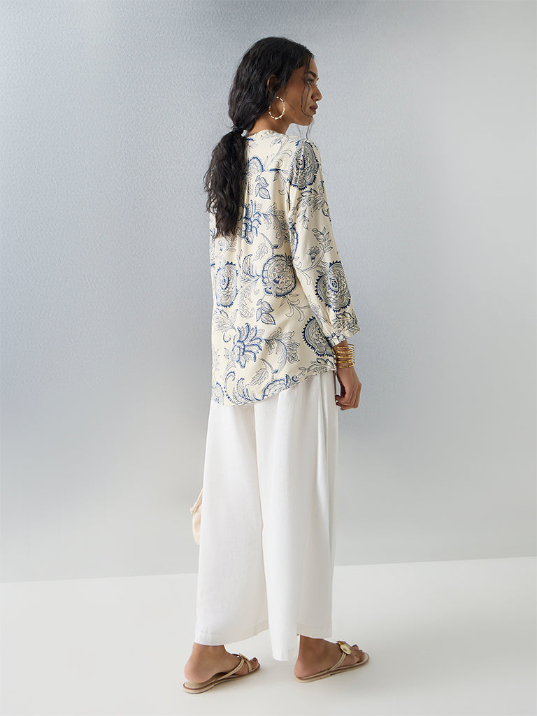Utsa Off-White Printed Tunic - Image 4
