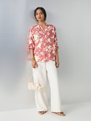 Utsa Rust Floral Printed Tunic