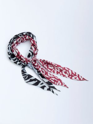 Westside Accessories Black & Red Printed Scarfs - Pack of 2