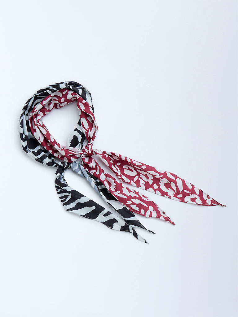 Westside Accessories Black & Red Printed Scarfs - Pack of 2