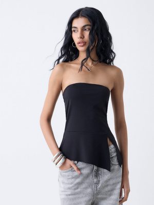 Nuon Black Solid Tube Top