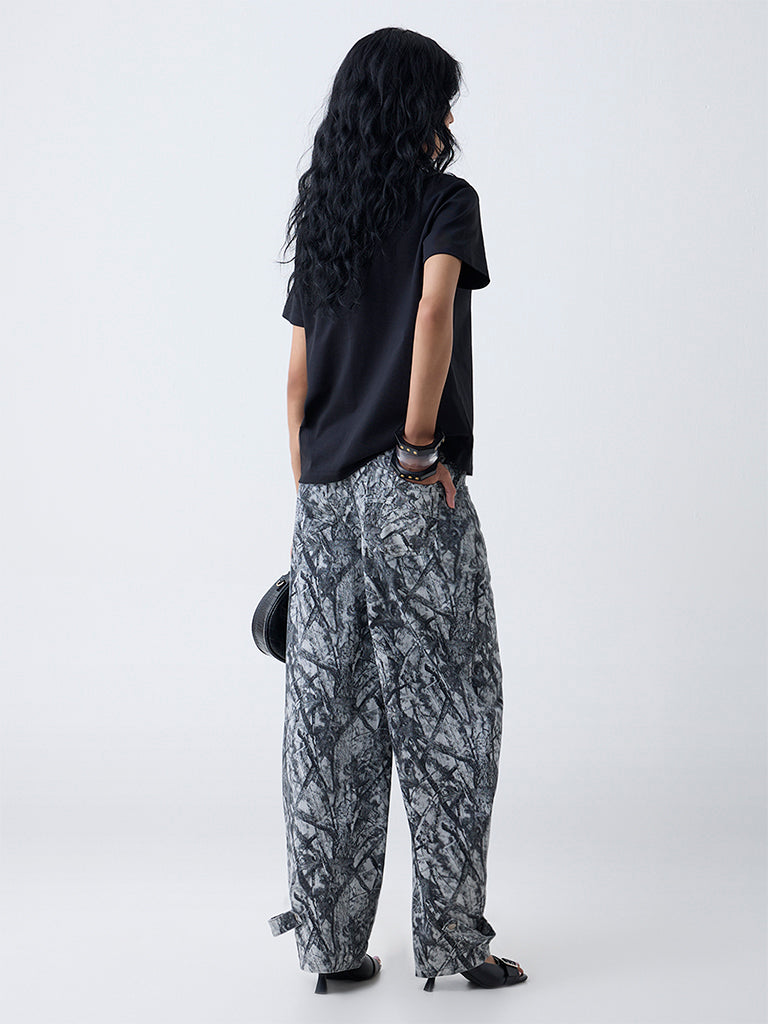 Nuon Grey Camouflage High-Rise Cotton-Blend Trousers - Image 4