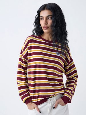 Nuon Mustard Stripe Pattern Sweatshirt