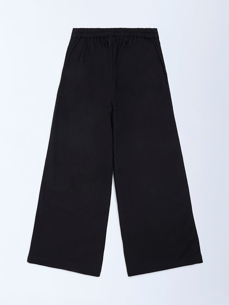 Utsa Kids Black Cotton-Blend Ethnic Pants - (8-14yrs) - Image 2