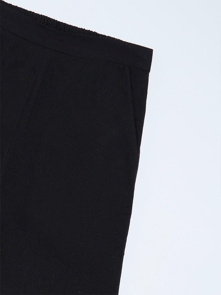 Utsa Kids Black Cotton-Blend Ethnic Pants - (8-14yrs) - Image 3
