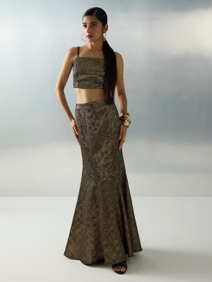 Vark Gold Self-Textured Mermaid Skirt