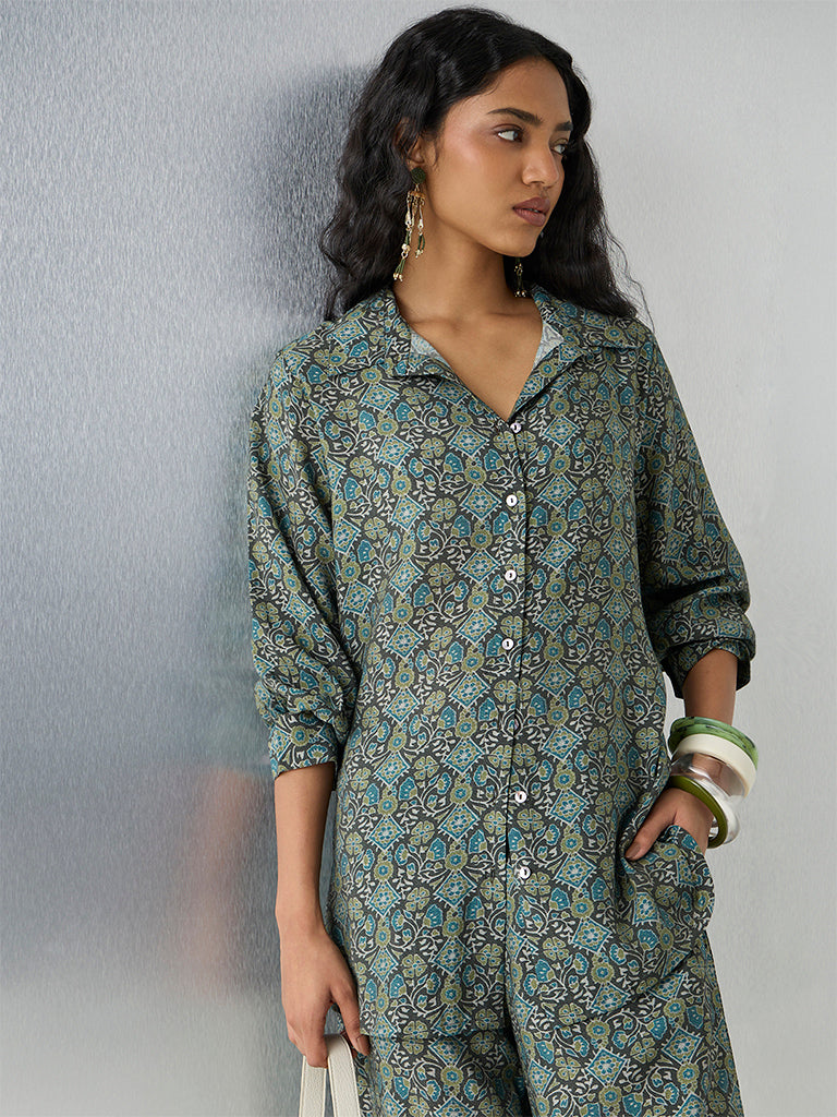 Utsa Green Printed Tunic - Image 2
