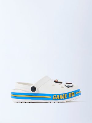 Yellow White Cricket Applique-Detailed Clogs