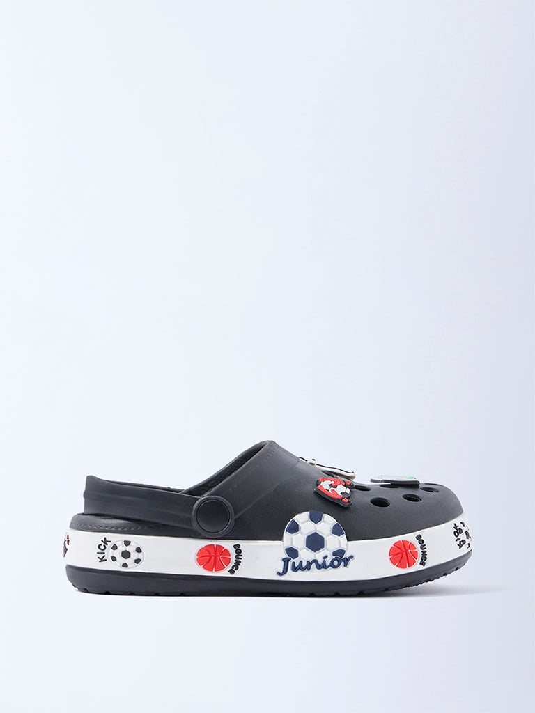 Yellow Black Football-Themed Clogs