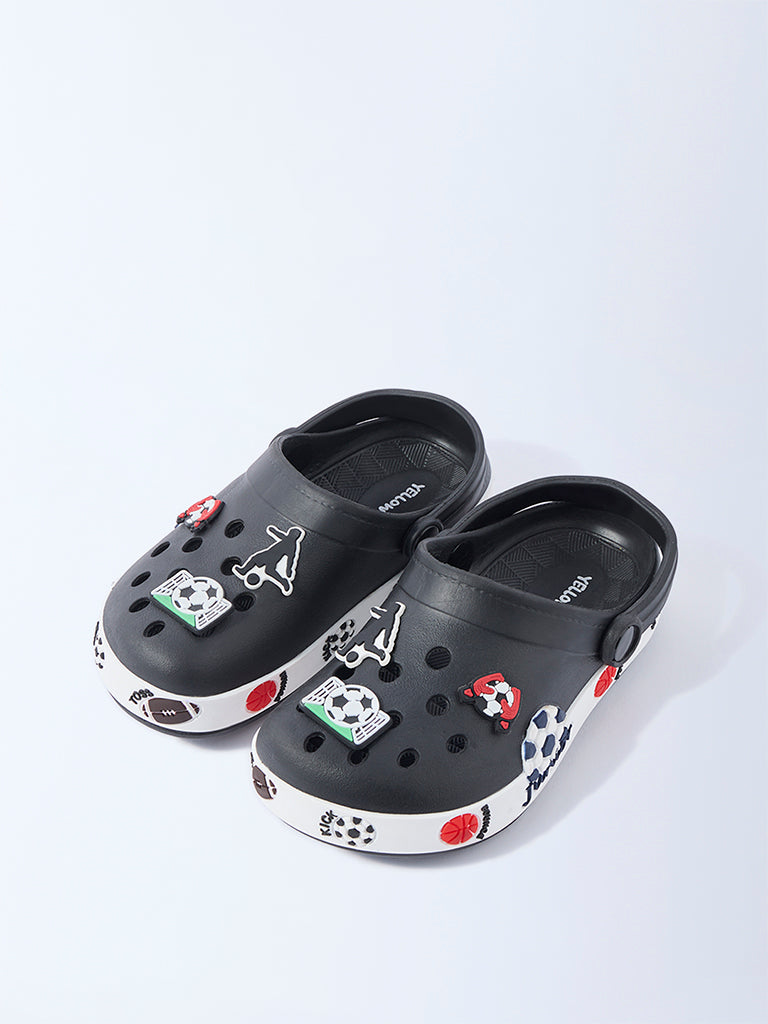 Yellow Black Football-Themed Clogs - Image 2