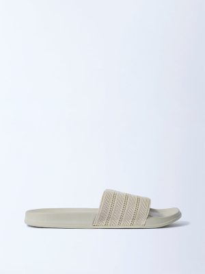 SOLEPLAY Off-White Knit-Textured Slides