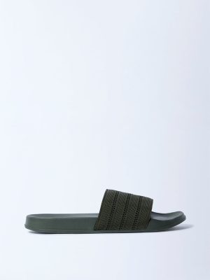 SOLEPLAY Olive Knit-Textured Slides