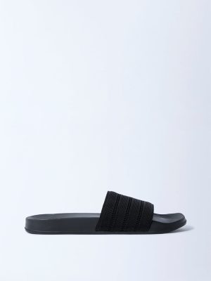 SOLEPLAY Black Knit-Textured Slides