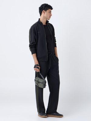 Studiofit Black Printed Relaxed-Fit Jacket