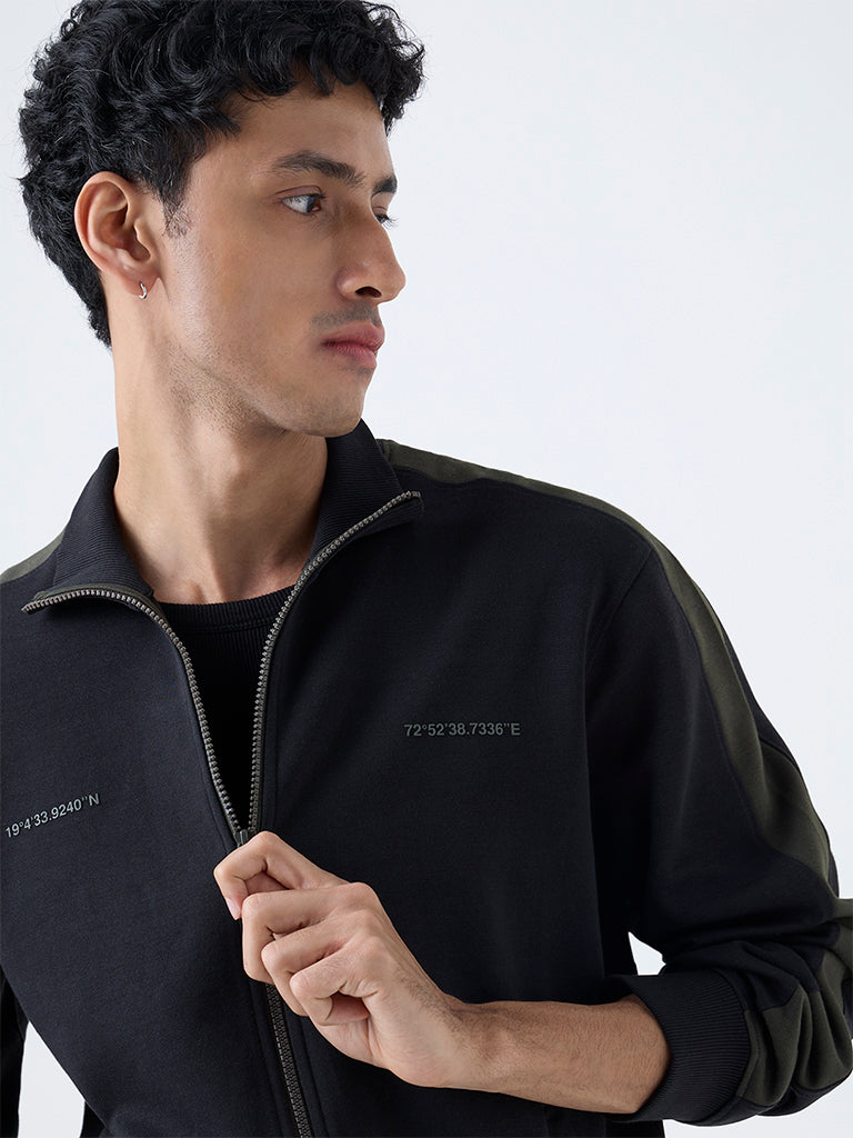 Studiofit Black Printed Relaxed-Fit Jacket - Image 3