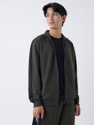 Studiofit Olive Solid Relaxed-Fit Jacket