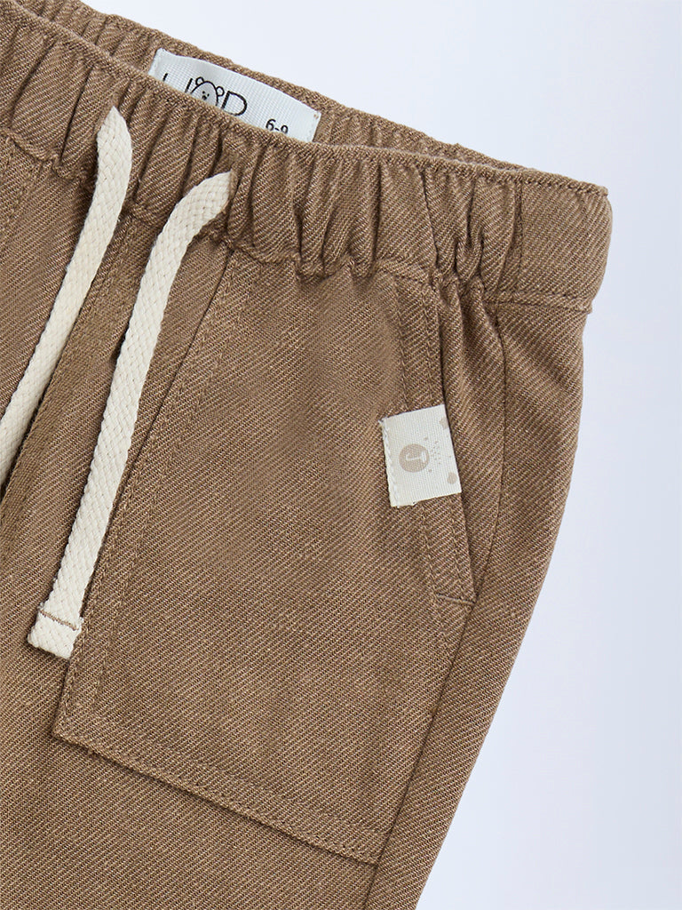 HOP Baby Taupe Mid-Rise Cotton-Blend Trousers - Image 4