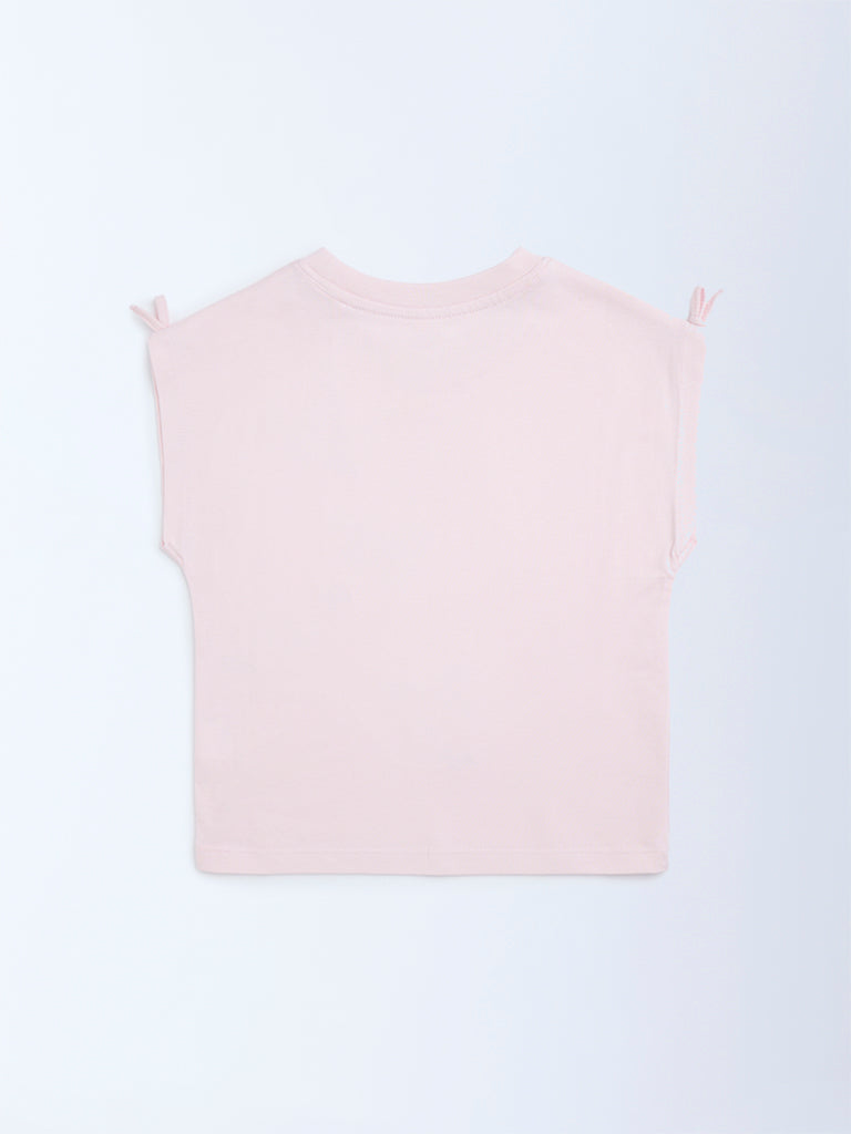 HOP Kids Pink Embellished Cotton Top - Image 3