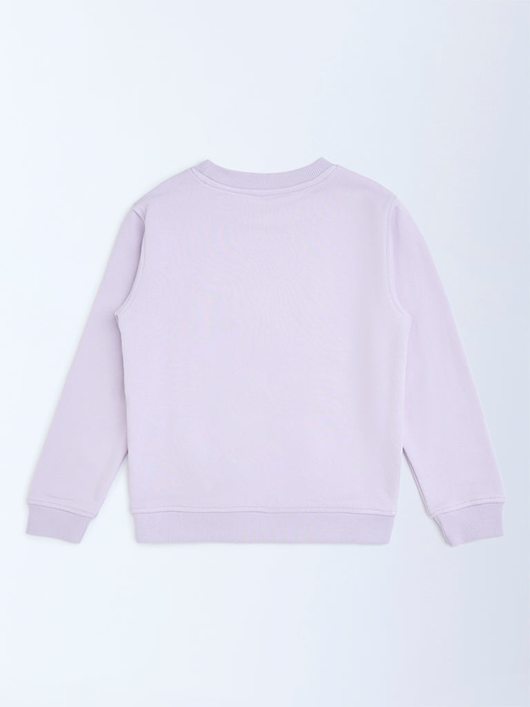 HOP Kids Lilac Embroidered Cotton-Blend Sweatshirt - Image 3