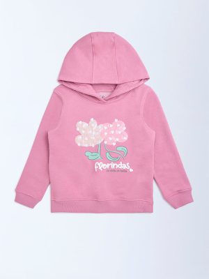 HOP Kids Pink Embroidered Cotton-Blend Hoodie