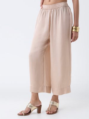 Zuba Beige Solid Pants