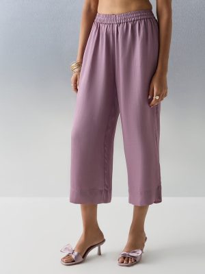 Zuba Purple Solid Ethnic Pants