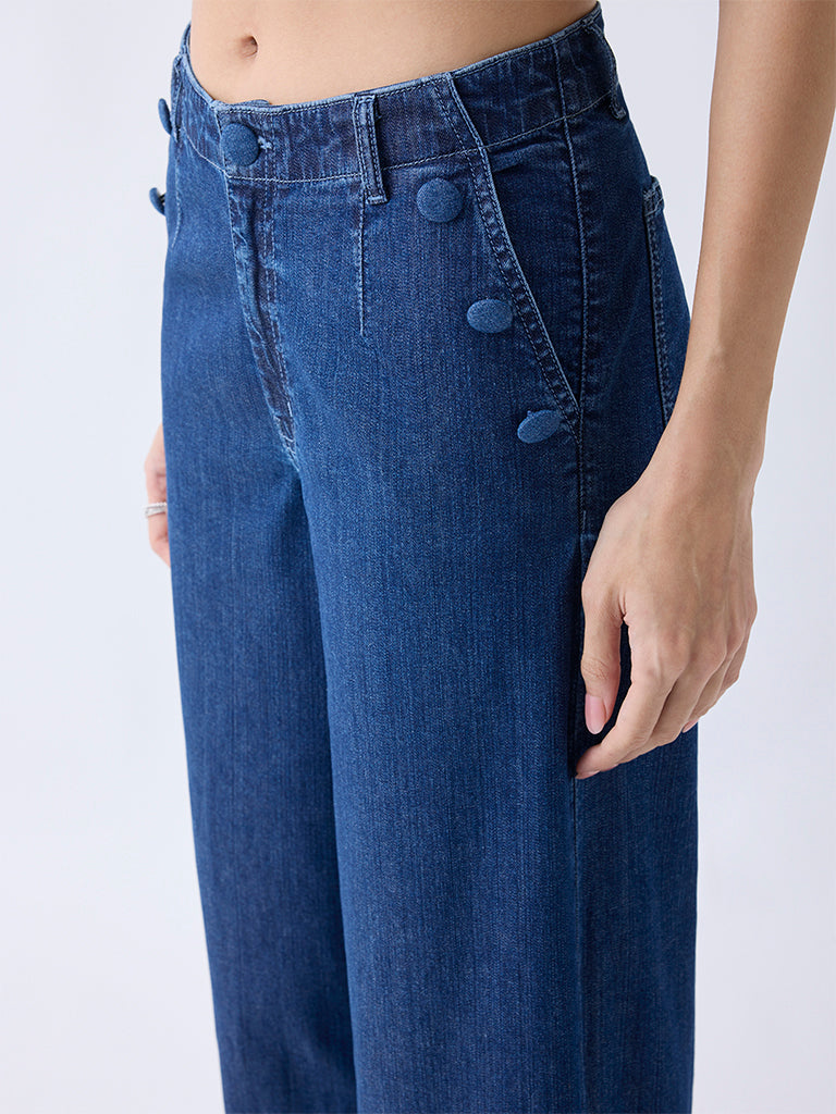 LOV Dark Blue Relaxed-Fit High-Rise Jeans - Image 3