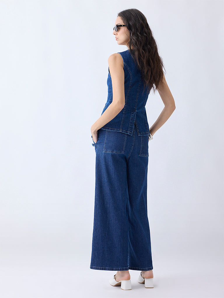 LOV Dark Blue Relaxed-Fit High-Rise Jeans - Image 4