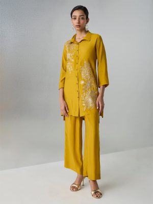 Vark Mustard Embellished Ethnic Set
