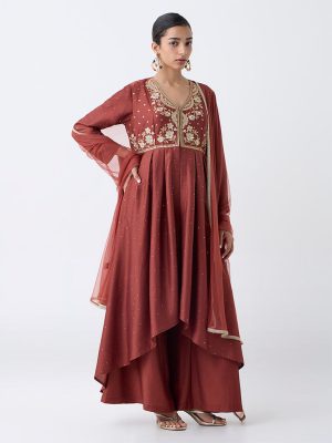Vark Rust Embellished Ethnic Set