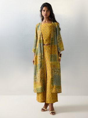 Utsa Yellow Printed Ethnic Shrug