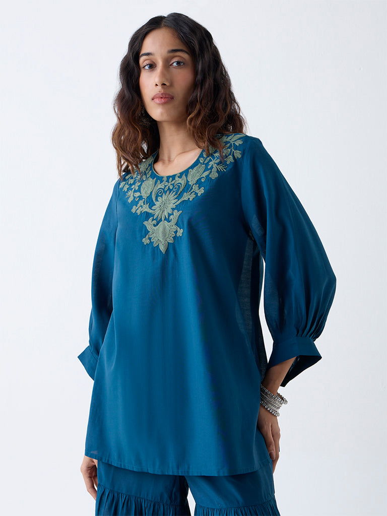 Utsa Navy Embroidered Tunic