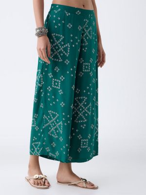 Utsa Green Bandhani Pants
