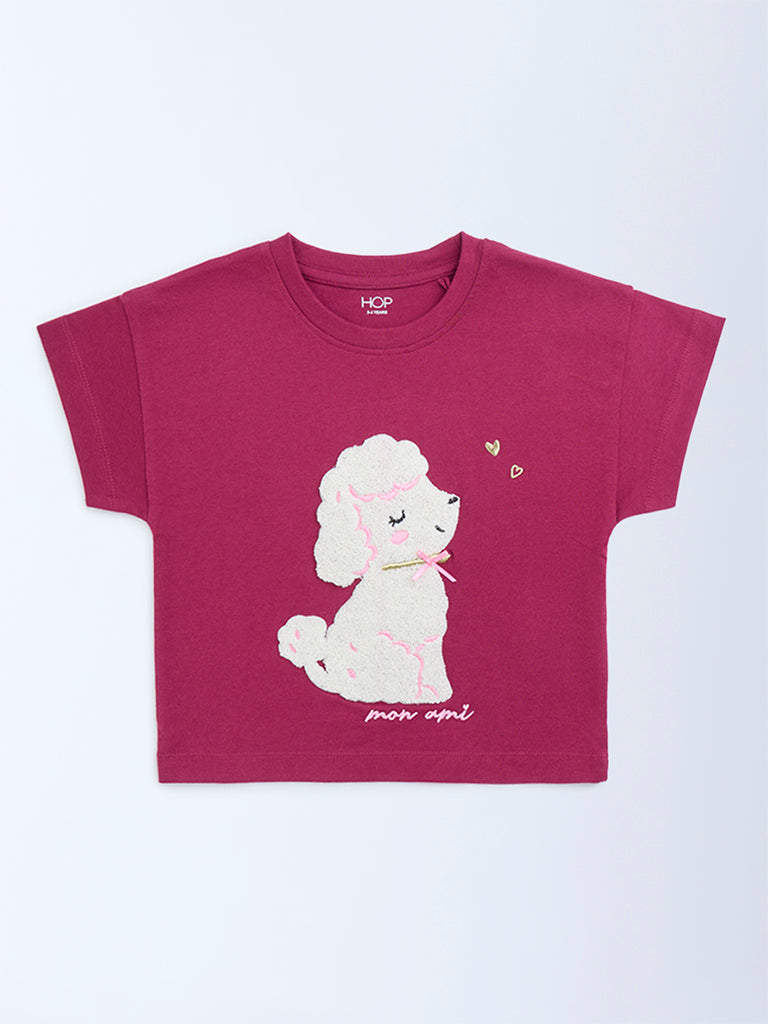 HOP Kids Red Animal Design Cotton T-Shirt