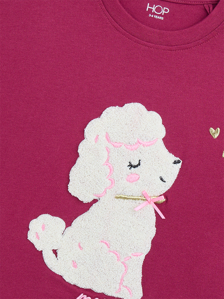 HOP Kids Red Animal Design Cotton T-Shirt - Image 3
